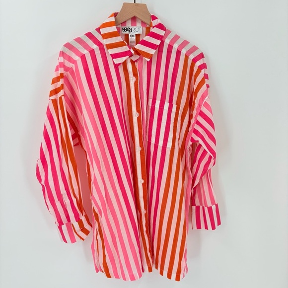 Beach Riot Alexa Top Cotton Sunset Stripes Button Down Large - Picture 2 of 8